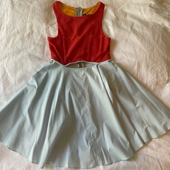 princess polly baby blue dress Express | Dresses | Nwt Express Fashion Star Orangered Blue Skater Cutout  Dress Size 2